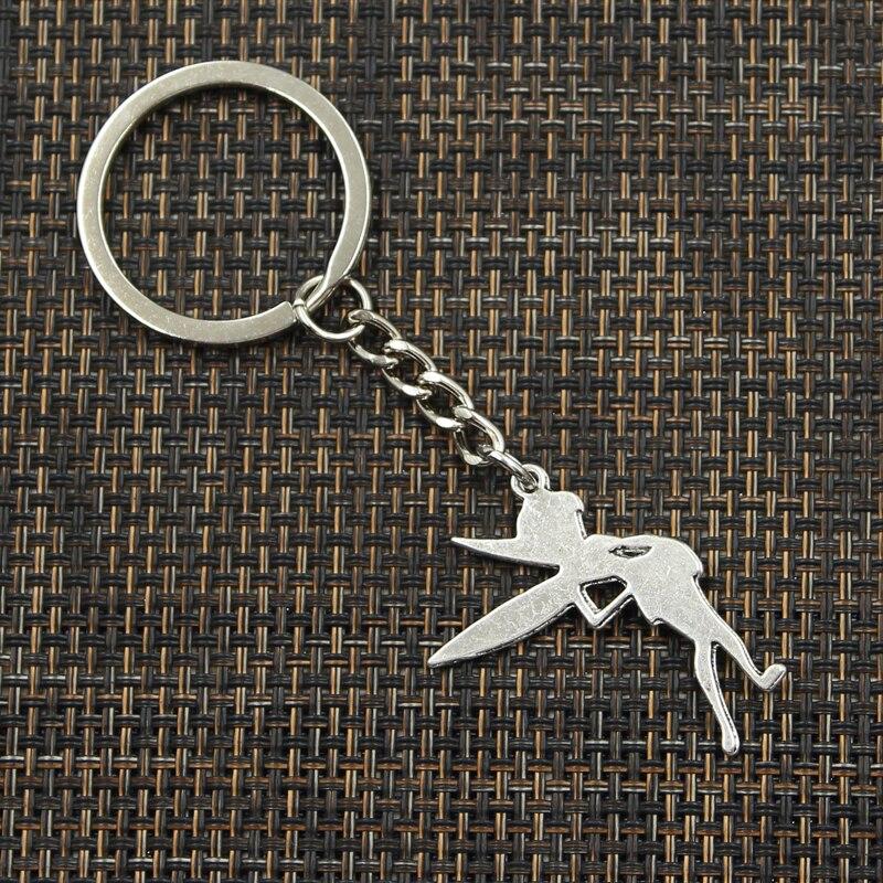 Fashion 30mm Key Ring Metal Key Chain Keychain Jewelry Antique Plated Fairy 36x27mm Pendant
