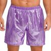 Mens Shiny Boxer Shorts Elastic Waistband Side Pocket Design Loose Fit Glossy Beach Shorts Loungewear