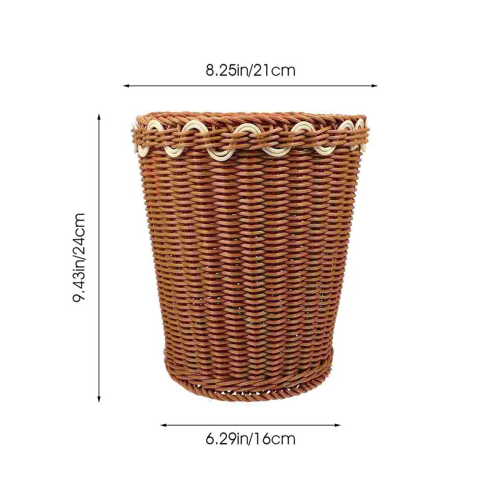 Woven Trash Can Rattan Basket Storage Multipurpose Living Room Laundry Hamper with Lid Boho Decor
