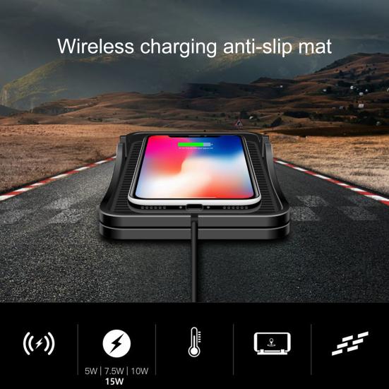 1 Set C7 Wireless Phone Charger 2-in-1 Support 15W/10W/7.5W/5W Intelligent Recognition Anti-slip Fast Charging Temperature Protection USB Wireless