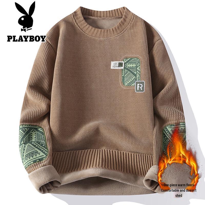 PLAYBOY Мужской вязаный пуловер с имитацией многослойности из плюшевой пряжи