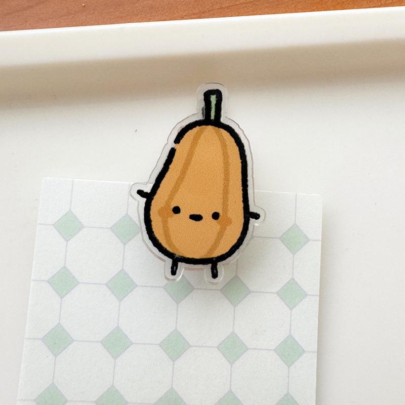 10Pcs Cute Cartoon Vegetable Acrylic Memo Clips Double Sided Paper Clamp Student Stationery Gift