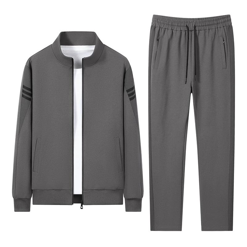 Sports Two-piece Set Plus Size Set Men's Spring And Autumn Standing Collar Cardigan Casual Loose Running Suit Two-piece Set