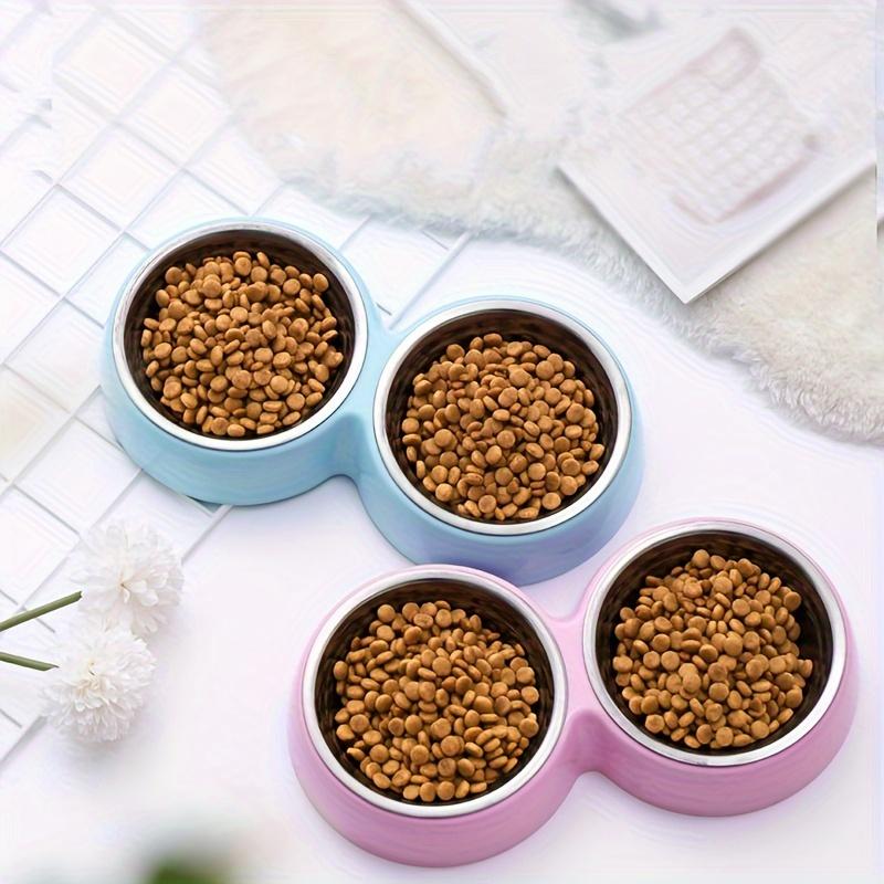 Миска для домашних животных из двухслойной нержавеющей стали с пластиковым основанием, подходит для кошек и собак, нескользящая и прочная, миска для кормления карамельного цвета