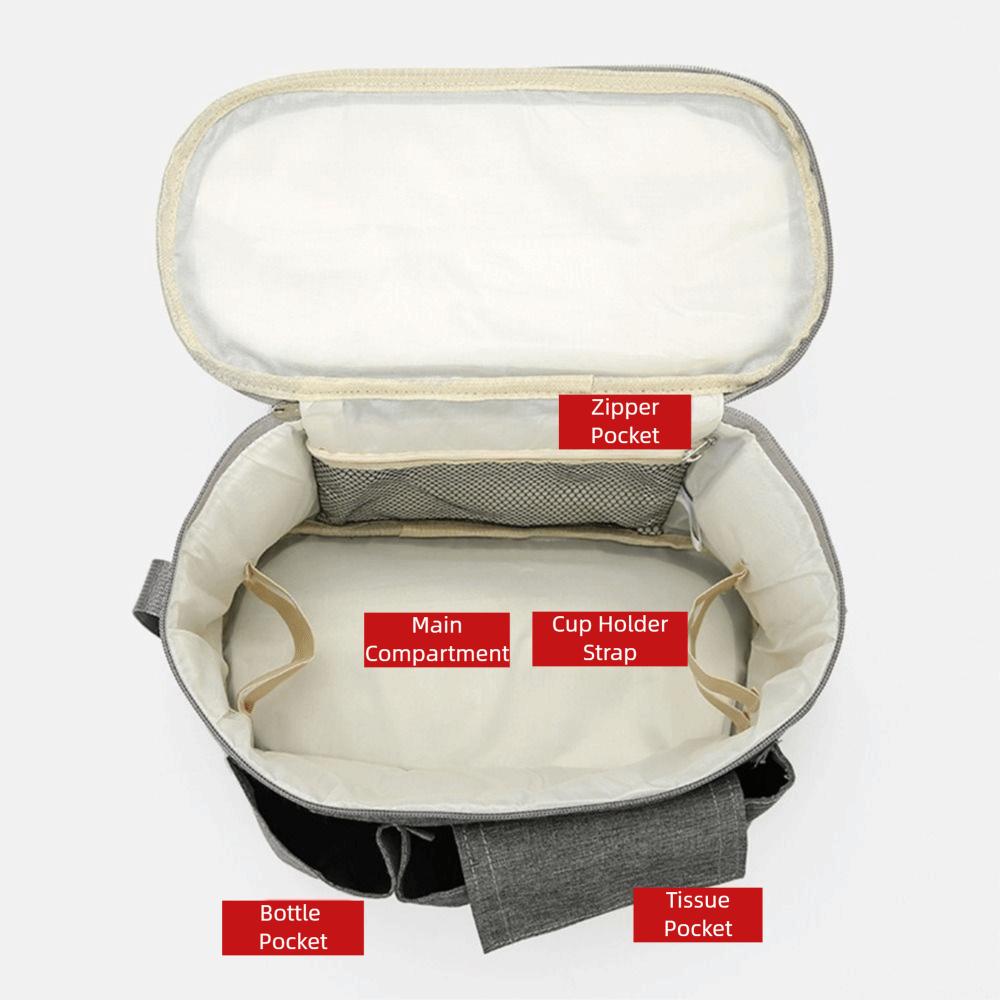 Large Capacity Baby Stroller Bag Multiple Pockets Oxford Cloth Baby Stroller Hanging Bag with Zipper Cartoon