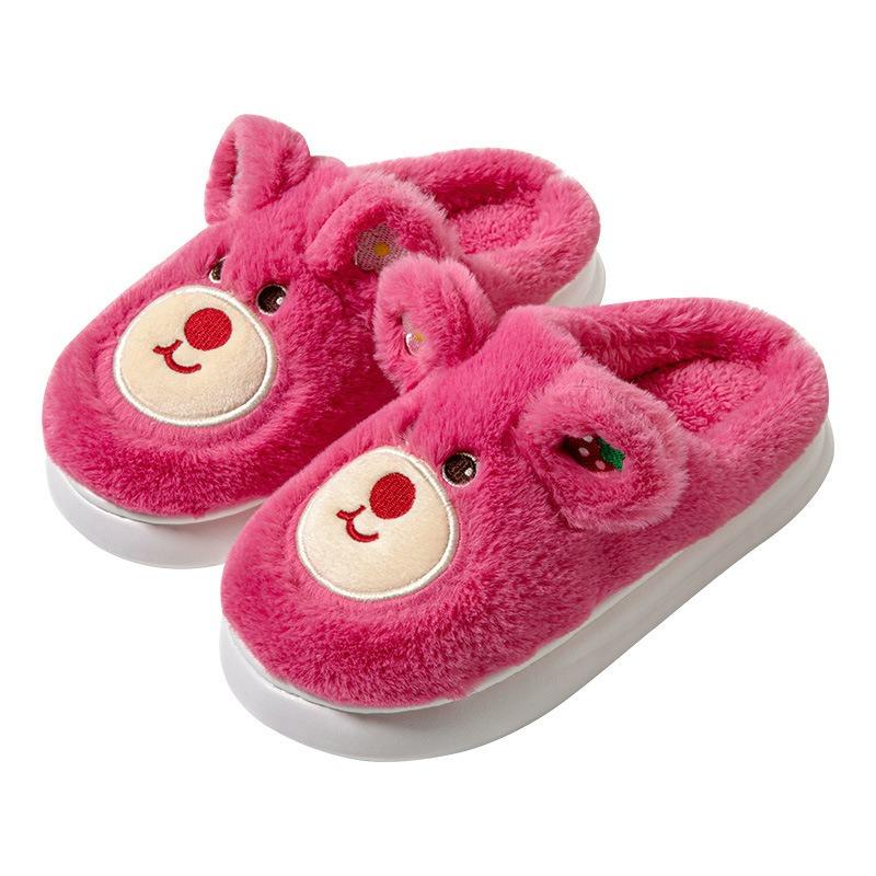 Cute Cartoon Cotton Slippers Autumn and Winter Household Indoor Home Warm and Comfortable Thick-soled Fluffy Slippers Confinement Shoes Women