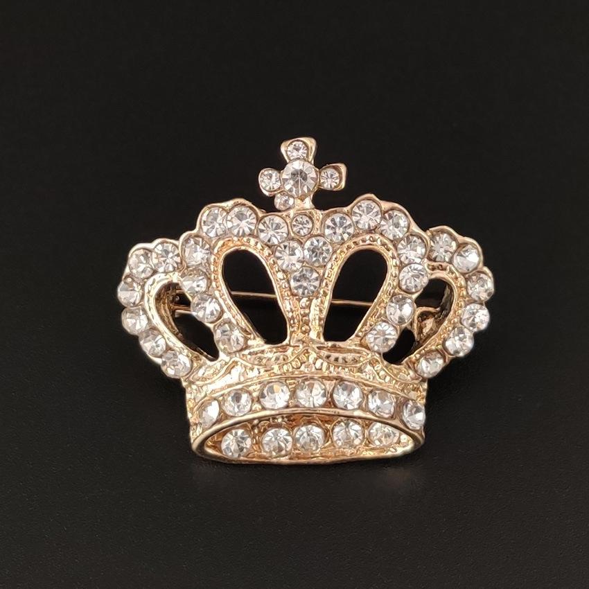 Корейская брошь-корона из сплава со стразами для профессиональной одежды