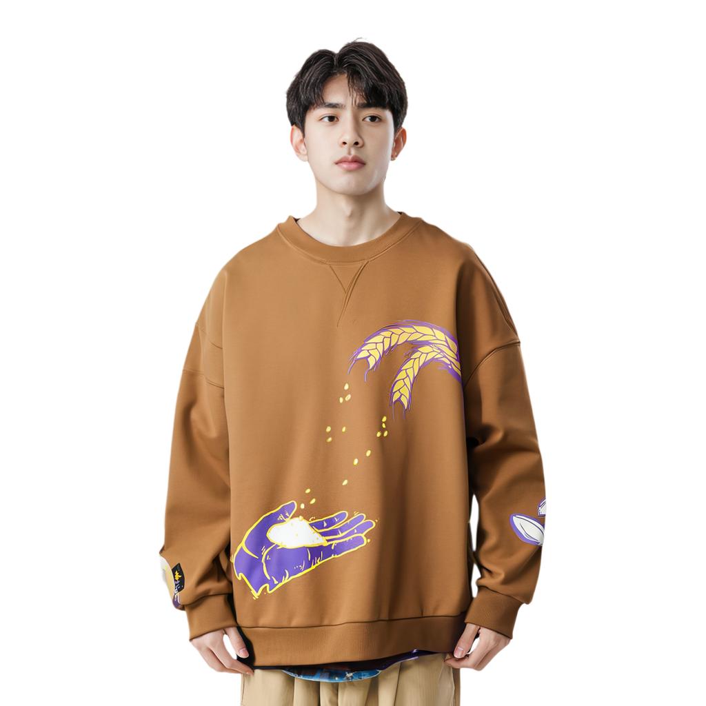 Li-Ning Толстовка-пуловер с принтом в виде мультфильма Мужская толстовка коричневого цвета AWDR639-3