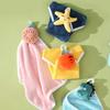 Hand Towel 4pcs Hanging Towel Cartoon Pure Coral Fleece Cloth Double-Sided Water Absorption Hanging Kitchen Towel