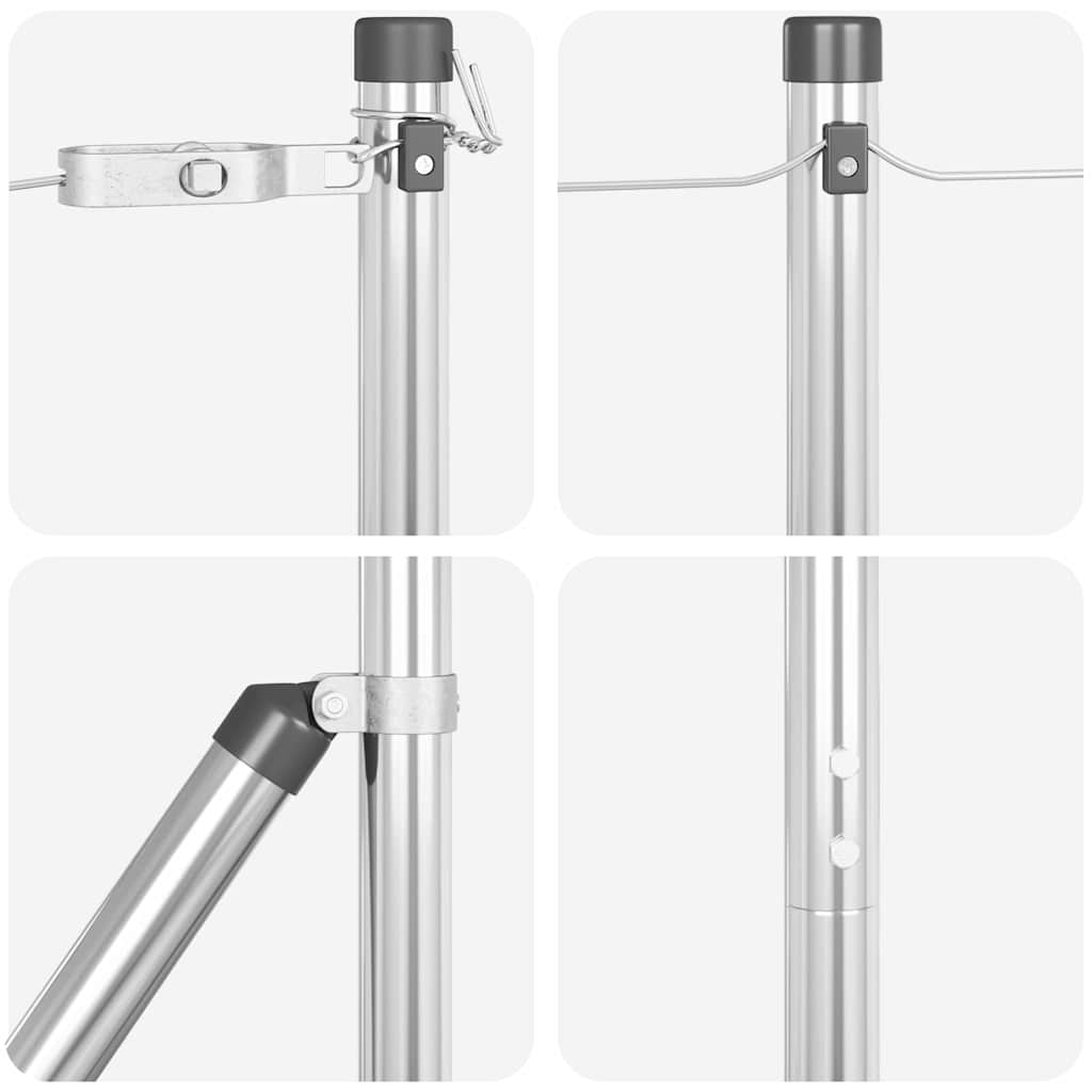 Fence Posts for Concrete Installation 7 Pieces Silver