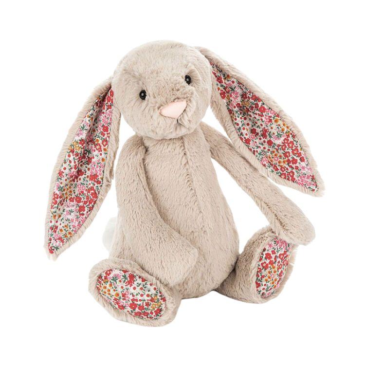 JELLYCAT Серия Кроликов Бонни Красная Цветочная Ткань Кролик Бонни Бежевый Коричневый Красные Цветочные Уши Кукла Плюшевая Кукла Сидячая Высота 31см Высота