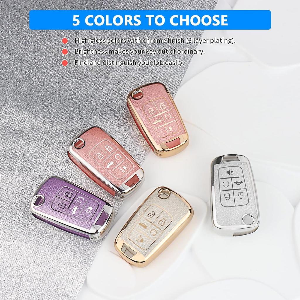 QBUC Чехол для брелока Chevy с брелоком-алмазом, для Chevrolet Equinox Malibu Camaro Cruze Impala GMC, для Buick LaCrosse Regal Allure Ключ