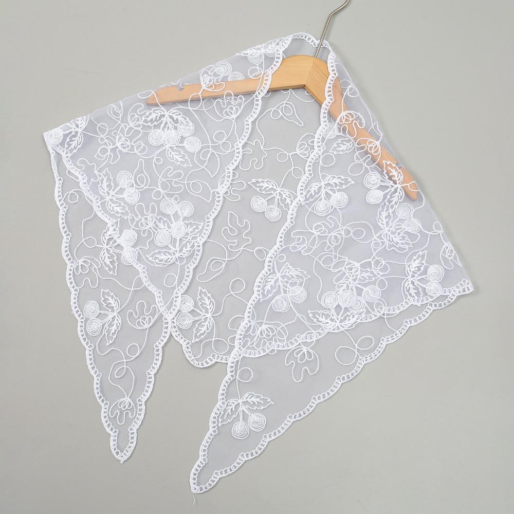 Solid Color Foulard Bandana Embroidery Hair Scarf Headband New Lace Scarf Women