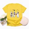 Vintage Halloween Ghost T-Shirt Floral Spooky Pumpkin Tee Casual Short Sleeve Women Halloween Shirt Spooky Season Graphic Tees
