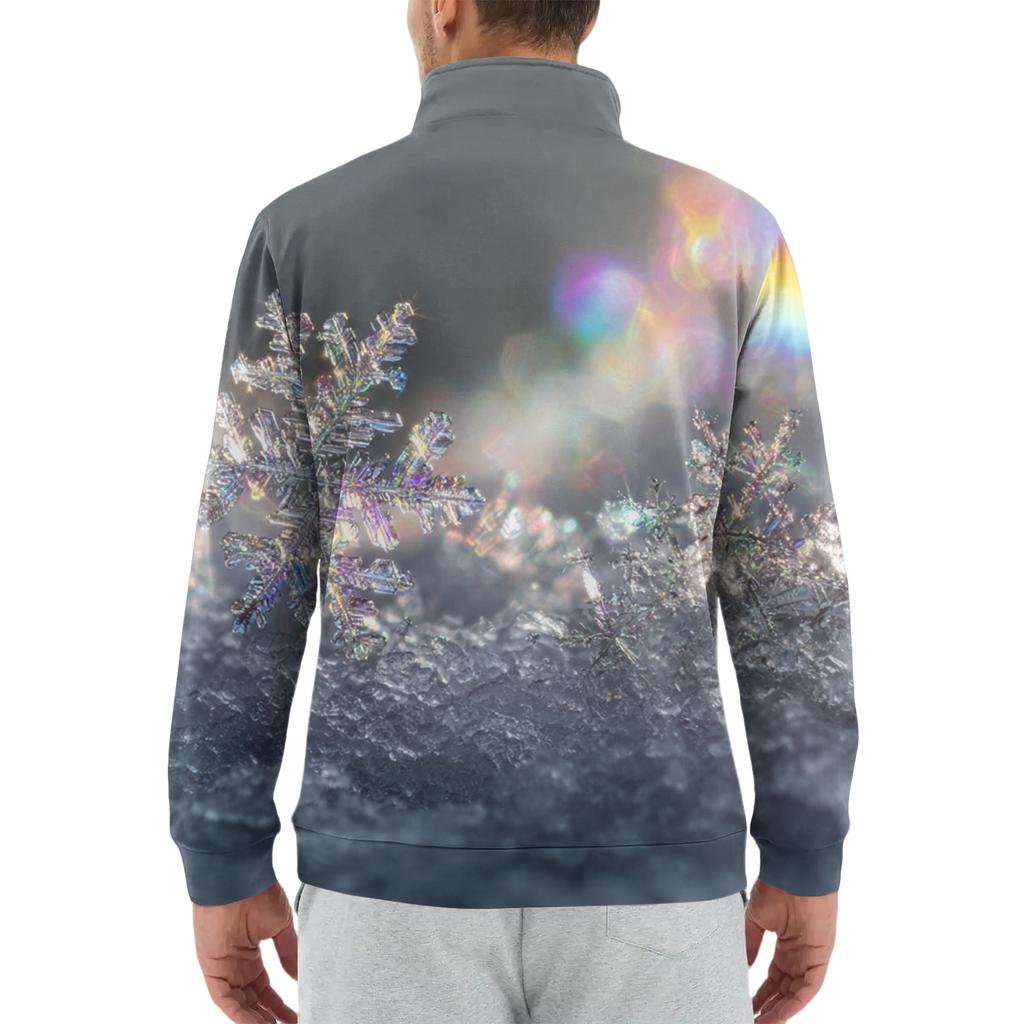 Мужской свободный повседневный свитшот на молнии 1/4, модный топ с длинным рукавом и принтом, с карманами