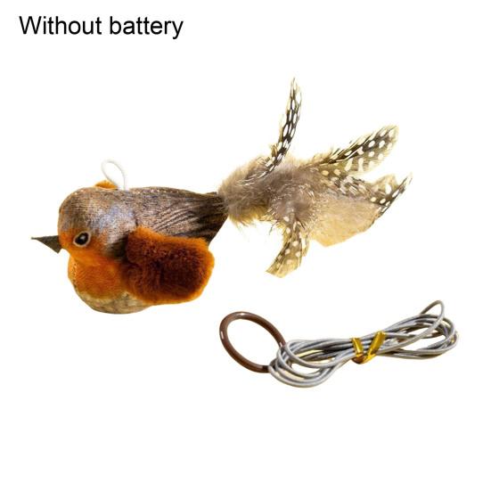 Игрушка для кошек «Щебечущая птичка» интерактивная реалистичная плюшевая птица с пищащим звуком и перышком, активируемая прикосновением, игрушка для котят для домашних кошек