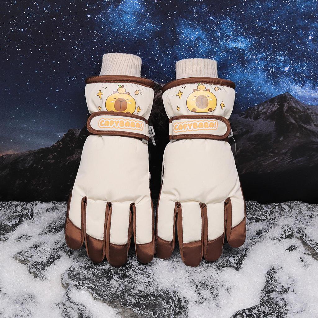 Capybara Kids' Winter Ski Gloves - Waterproof, Windproof, Warm, for Boys, Girls, and Teens