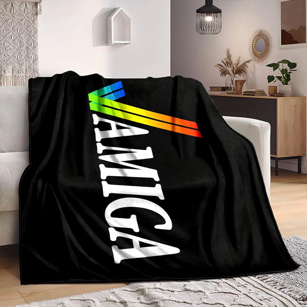 1Pc Amiga Retro Blanket Soft And Comfortable Casual Warm Camping Travel Christmas Halloween Xmas Gift M928166