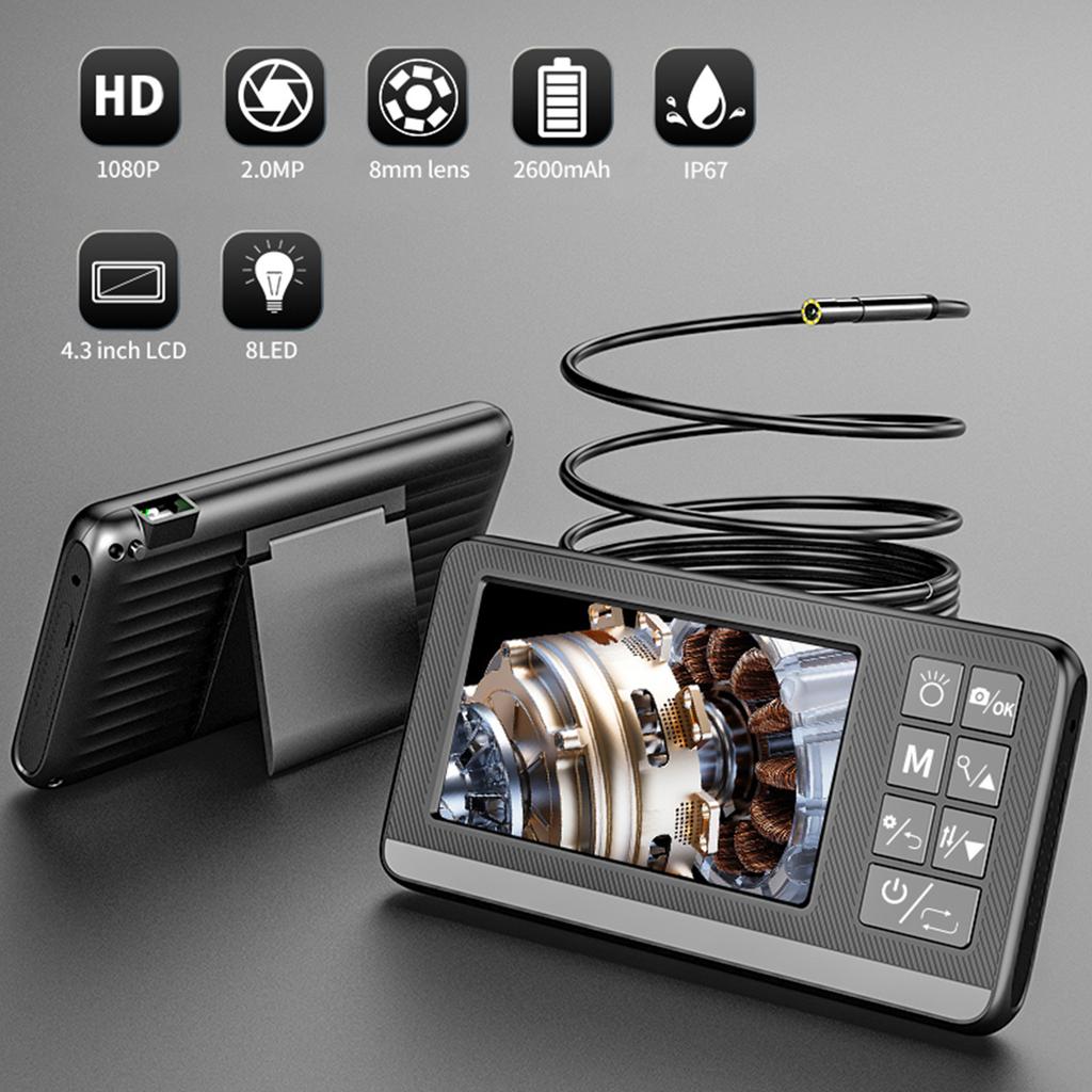 8 мм одинарный объектив промышленный эндоскоп 1080P высокое разрешение цифровой бороскоп инспекционная камера водонепроницаемый для труб канализации