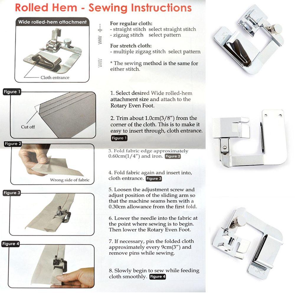 Craft Stainless Steel Sewing Machine Parts Rolled Hem Feet Presser Foot Hemming Cloth Strip