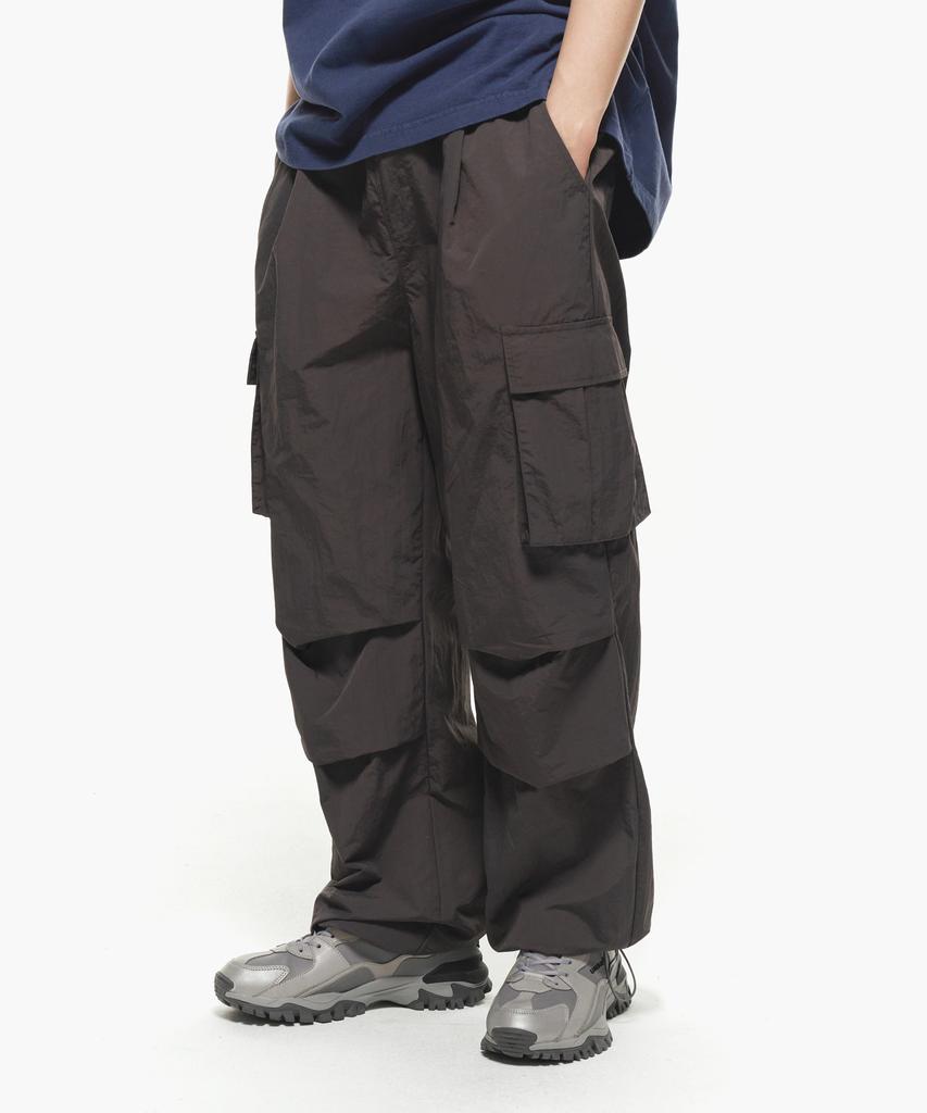 MOZMOZ Parachute Nylon Cargo Pants Charcoal