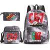 Cr7 Youth Fashion Children'S Student Schoolbag Three-Piece Set Backpack Satchel Pencil Case