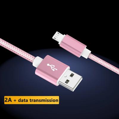 USB-зарядка Нейлоновый плетеный кабель для передачи данных Android-телефона Быстрая зарядка 2А Черный Синий Розовый Красный Серебристый Золотой 1м 2м