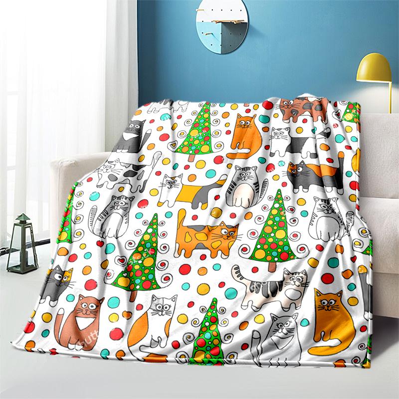 Cartoon Cat HD Printed Flannel Blanket Baby Girl Boy Office Camping Picnic Blankets for Children Sofa Blanket Soft Thin Blanket