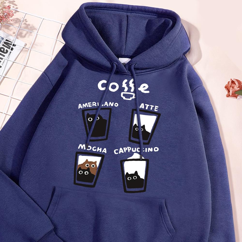Веселая толстовка с изображением кота из кофейного кота для мужчин и женщин, повседневная толстовка с круглым вырезом, флисовые пуловеры, спортивная теплая толстовка большого размера для пары