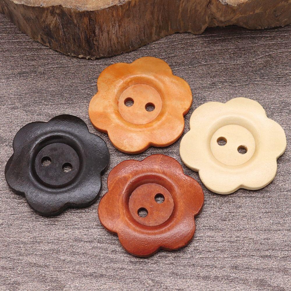 50PCS Vintage Clothing Button Round Sewing Button Overcoat Wood Buttons Clothing Sewing