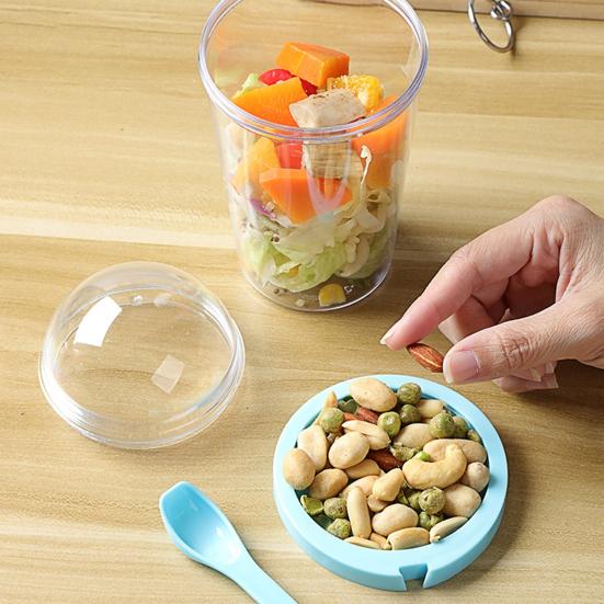 1 Set 400ml Salad Cup Double Layer Dry Wet Separation Portable Breakfast Fat Reduction Bottle