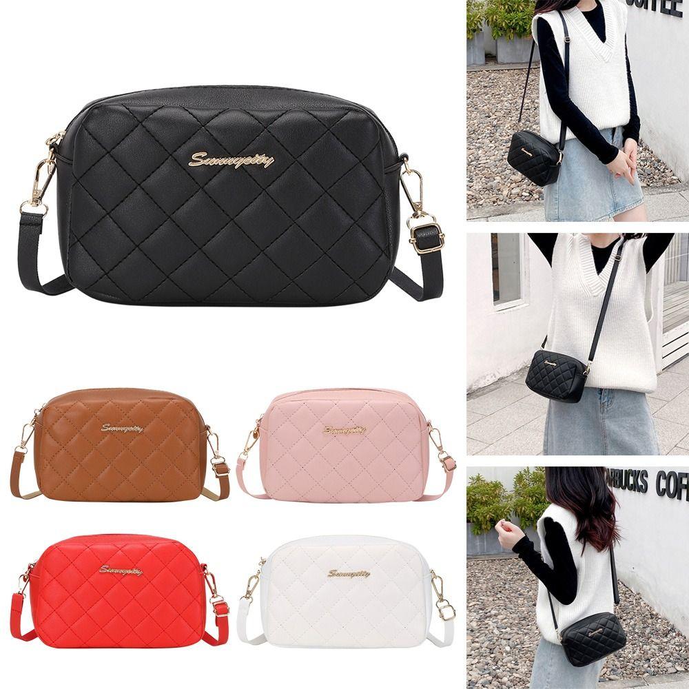 Trend Lingge Embroidery Crossbody Chain Shoulder Bag Women Messenger Bag PU Leather Handbags
