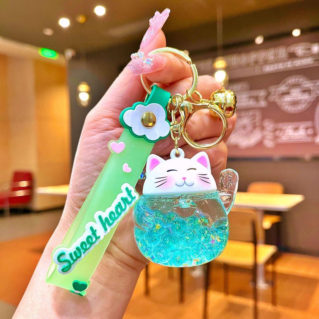 Брелок-подвеска Lucky Cat Quicksand с масляным наполнением - милый маленький подарок