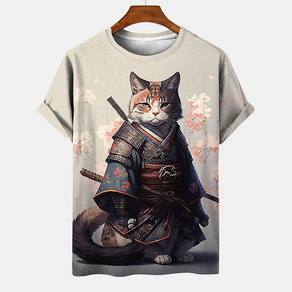 Мужская японская футболка с рисунком животных Ukiyoe, 3D-печать