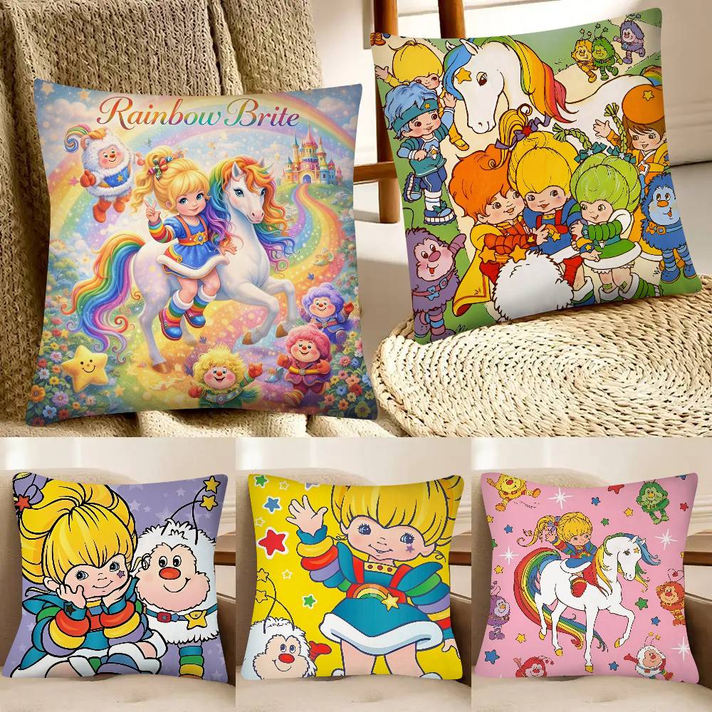 RRainbows Cute Brite Pillow Case Fashion Square Pillowcase Bedroom Sofa Room Ins Decoration Leisure