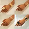 Geometric Metal Design Sense Hollow Opening Bracelet Ring Set, Fashionable Retro Punk Style