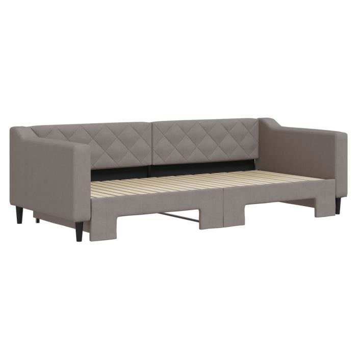 VidaXL Daybed with Trundle Taupe 90x200 Cm Fabric 3197429