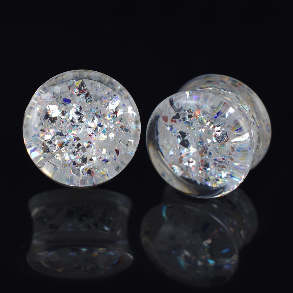 2 шт. 8-50 мм блестящие блестки ушные вкладыши туннели калибры расширитель для ушей растяжитель украшения для тела для женщин мужчин