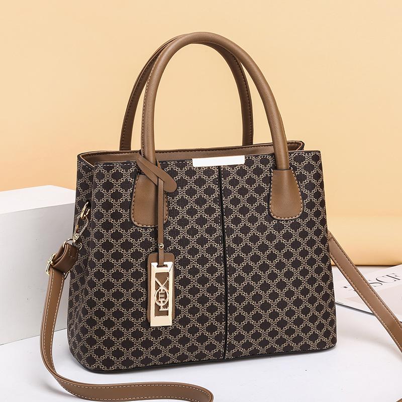 Spring and Autumn Female's Fashion PU Leather Printing Large Capacity Retro Shoulder Bag CLE