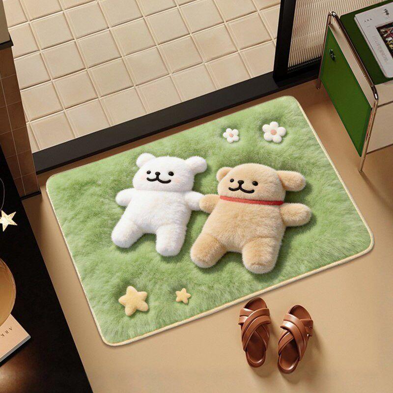 Cute cartoon 3D bathroom mat, plush foot mat, diatomaceous earth mat, absorbent doormat, non-slip bathroom mat