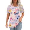 Women's Retro Printed Fashion Casual Round Neck Short Sleeve T-Shirt Top