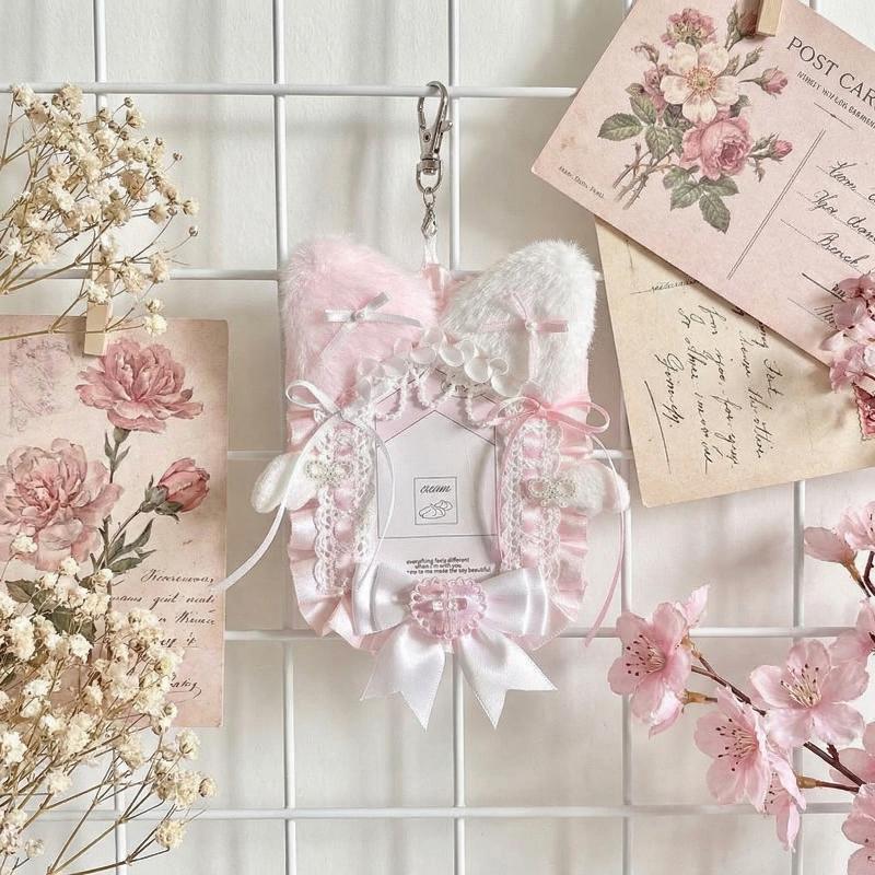 Plush Lace Photocard Holder Lolita Anime Kpop Idol Display Card Protector for Collectors Photo Safe Storage