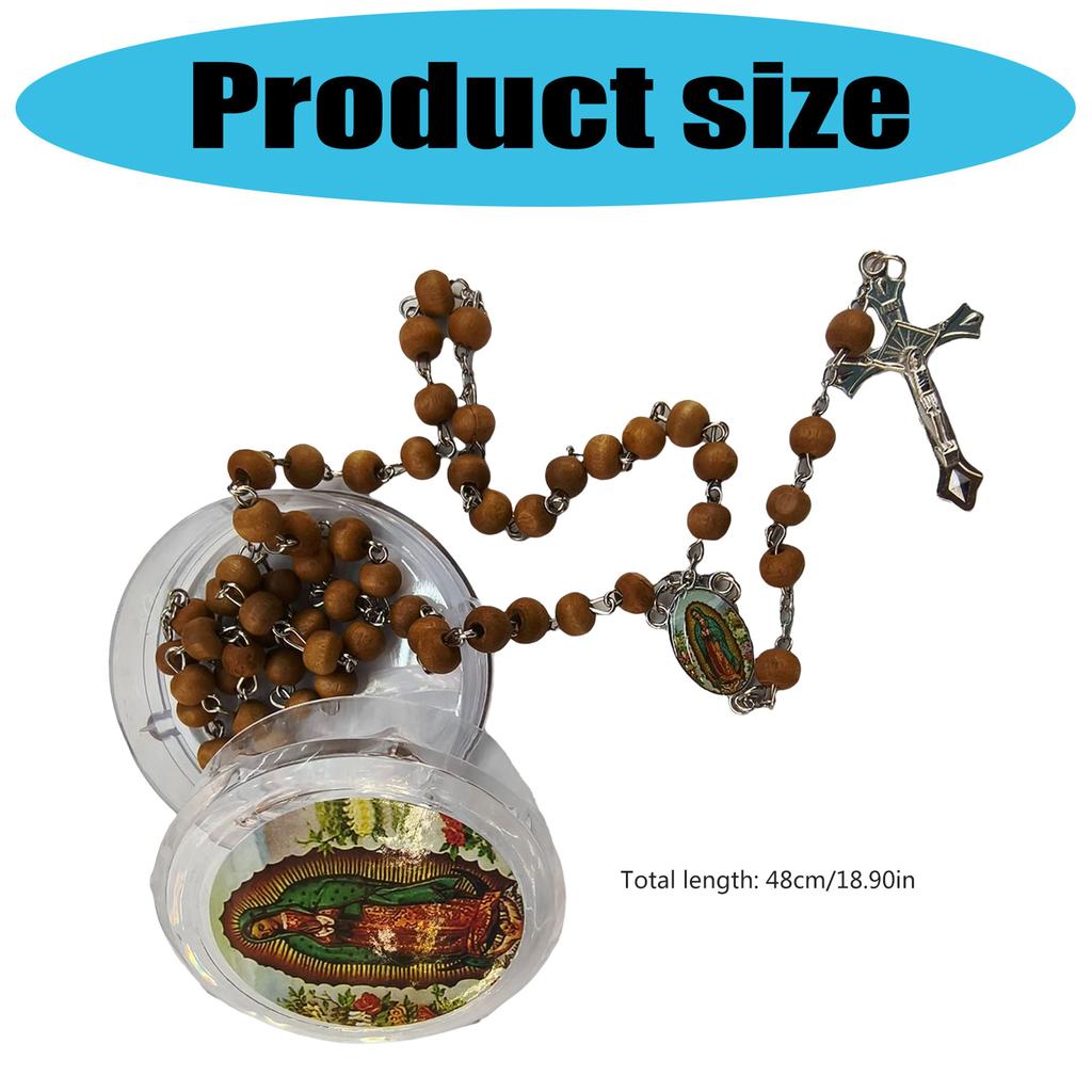 Католические молитвенные четки-ожерелье с деревянными бусинами, включают распятие и элегантную подарочную коробку, христианские религиозные для причастия