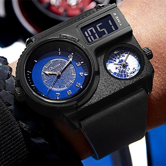 Oulm Large Dial Quartz Watch Leather Sports Casual Men's Watch Gold Men's Watch Fashion Cool Watch