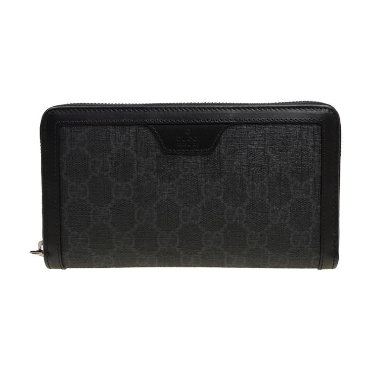 GUCCI Coated Canvas With Leather Wallet Regular Unisex Black Gray