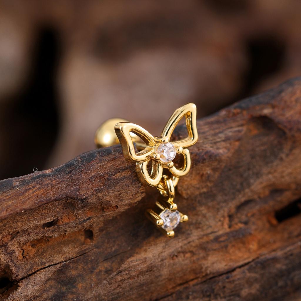 10 шт./набор 20G Золотая серьга-пирсинг хряща уха с CZ, серьга-пирсинг трагуса, дизайн медведя и паука, кольца-гвоздики для хеликса, пирсинг конч уха, ювелирные изделия из стали 316L