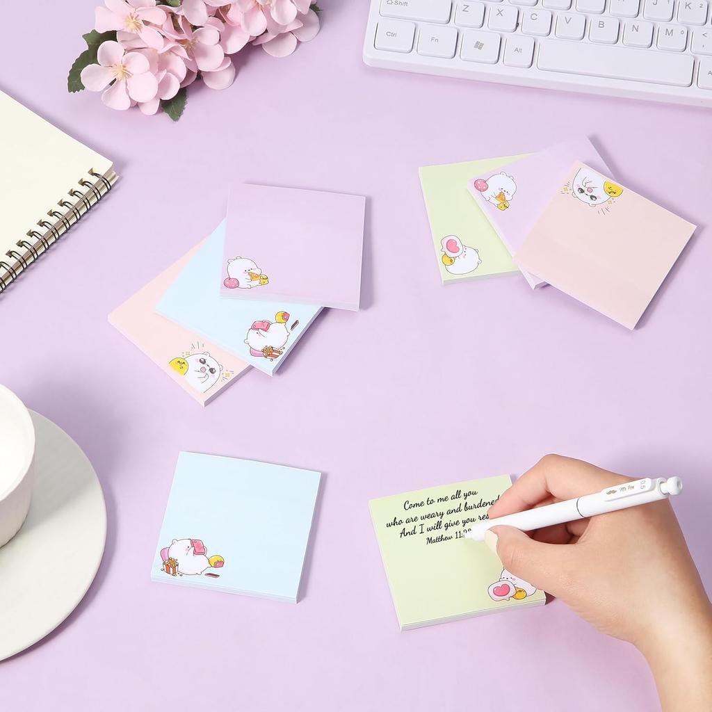 Mr. Pen- Sticky Notes, 3”x3”, 8 Pads, 400 Sheets, Cute Bear Sticky Notes, Sticky Pads Aesthetic
