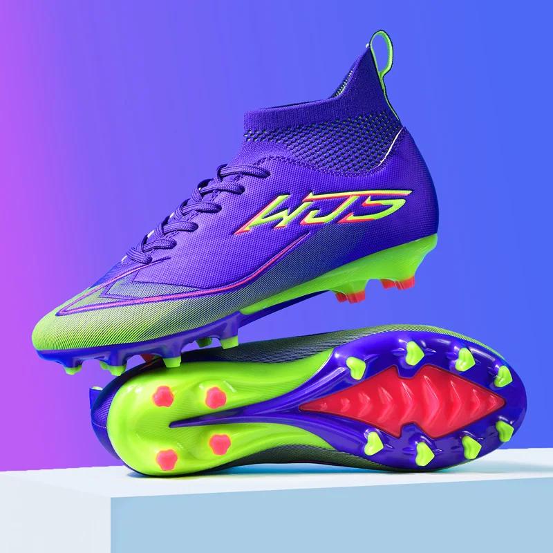 New Men Soccer Shoes Training Sneakers Long Spikes Cleats Match Futsal Breathable Drop Shipping Football Boots Ultralight Indoor