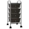VidaXL Mobile Storage Cart with 4 Drawers Black Plastic