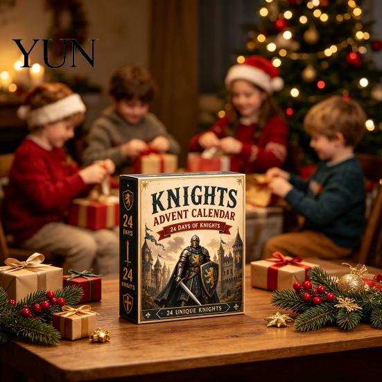 Adults Advent Calendar Christmas Medieval Knight Calendar, with 24 Acrylic Decorations, Holiday Countdown Day Xmas Box, Party Collectible Gift Decor
